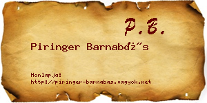 Piringer Barnabás névjegykártya